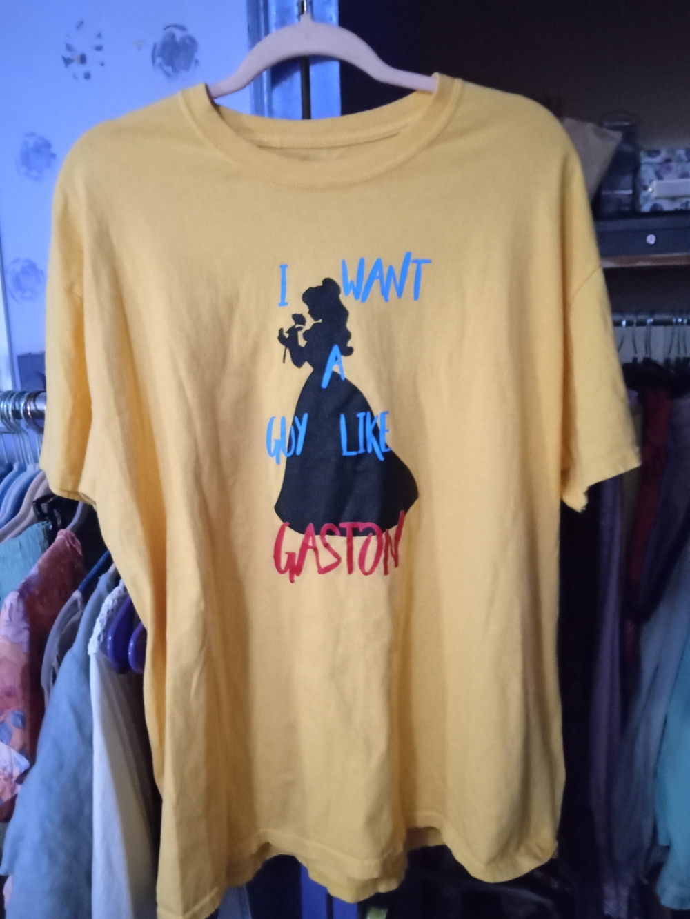 Gildan Yellow Disney-Inspired Graphic Tee - 'I Want A Guy Like Gaston'